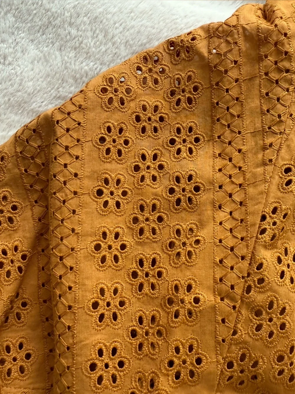 NWT Madewell Eyelet Double-Tie Blouse Carrot Cake Size S